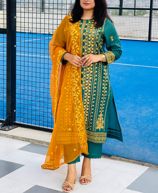 Asim Jofa, unstitched 3 piece lawn embroidered suit-RM118