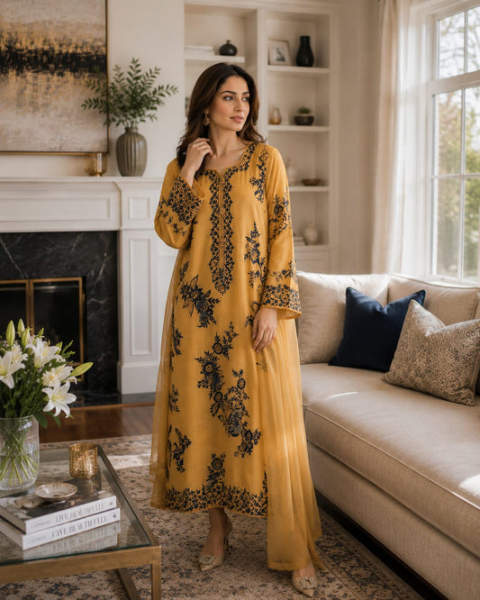 unstitched 3 piece embroidered summer suit-Nisa-RM121