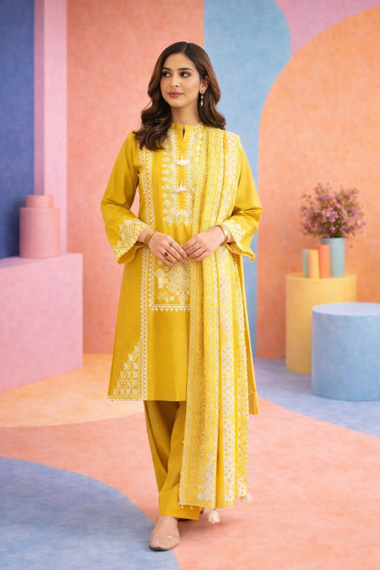 SAPPHIRE | 3PC EMBROIDERED SUMMER SUIT-RM143