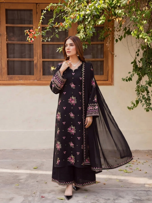 Nisa hit code, unstitched 3 piece summer embroidered suit-RM131