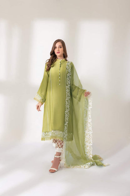 Unstitched 3 piece embroidered summer suit-RM126