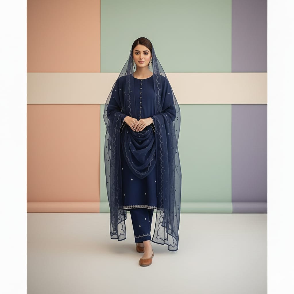 Dyot, unstitched 3 piece embroidered summer suit-RM123