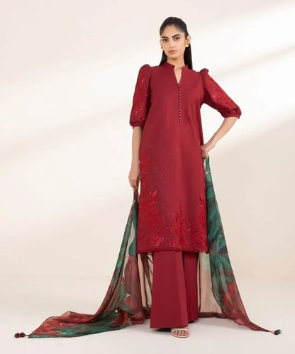Unstitched 3 Piece Embroidered Lawn Suit-RM106