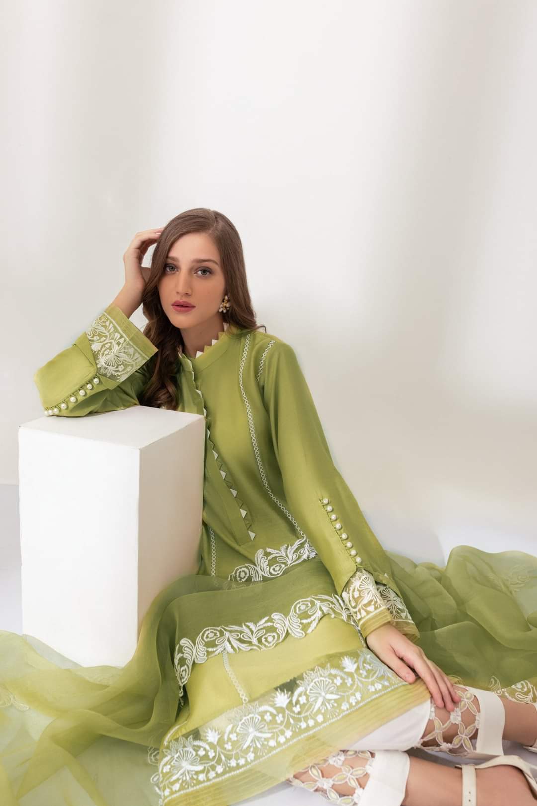 Unstitched 3 piece embroidered summer suit-RM126