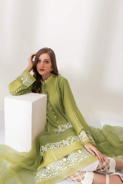 Unstitched 3 piece embroidered summer suit-RM126
