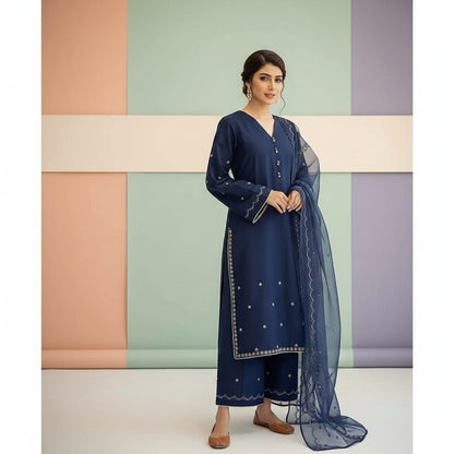 Dyot, unstitched 3 piece embroidered summer suit-RM123