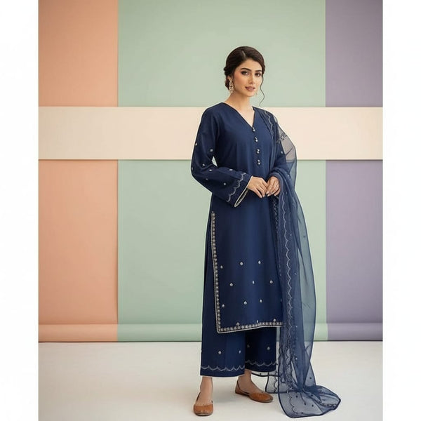 Dyot, unstitched 3 piece embroidered summer suit-RM123