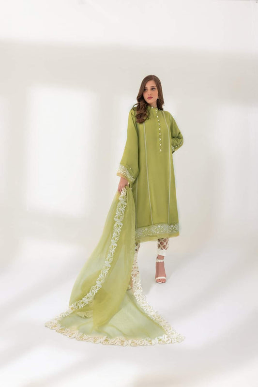 Unstitched 3 piece embroidered summer suit-RM126