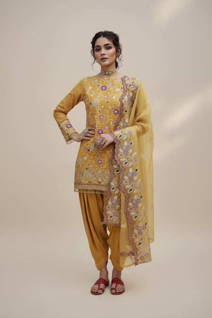 Cross stitch, unstitched 3 piece embroidered summer suit-RM124