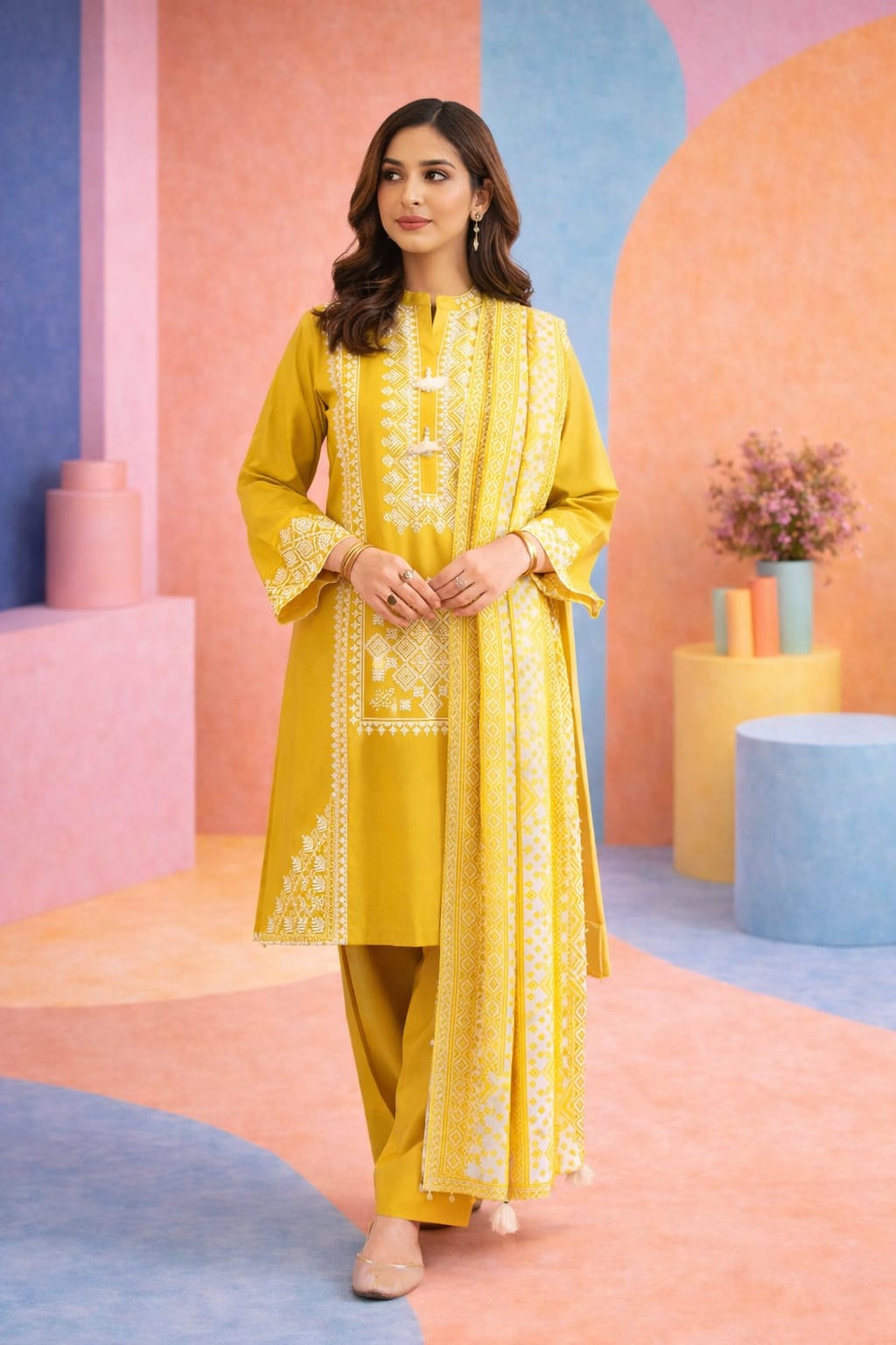 SAPPHIRE | 3PC EMBROIDERED SUMMER SUIT-RM143
