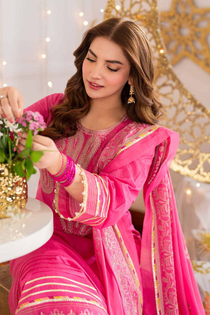 Summer Pink - Unstitched 3 Piece Embroidered Lawn Dress-RM111