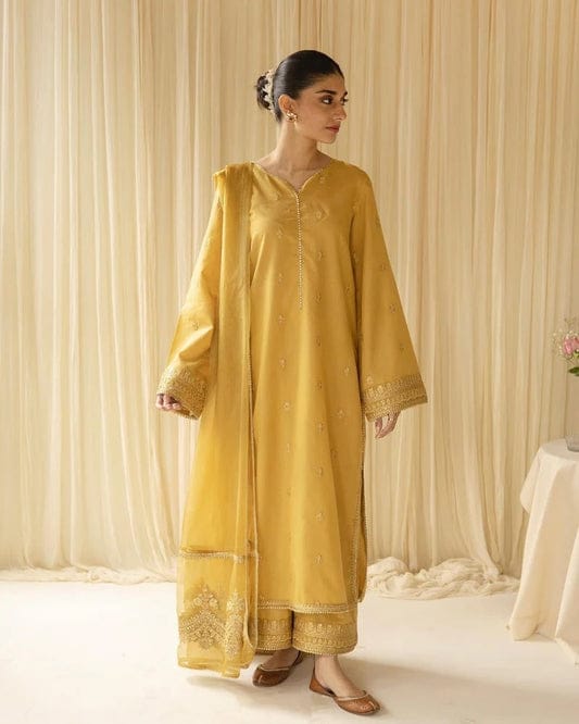 Dyot, unstitched 3 piece embroidered summer suit-RM125