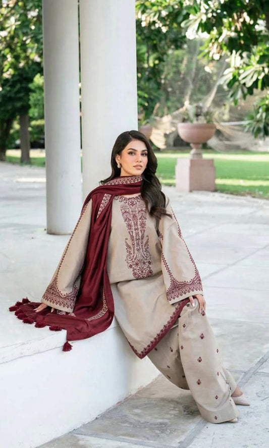 BAROQUE | 3PC LAWN EMBROIDERED SUMMER SUIT-RM145