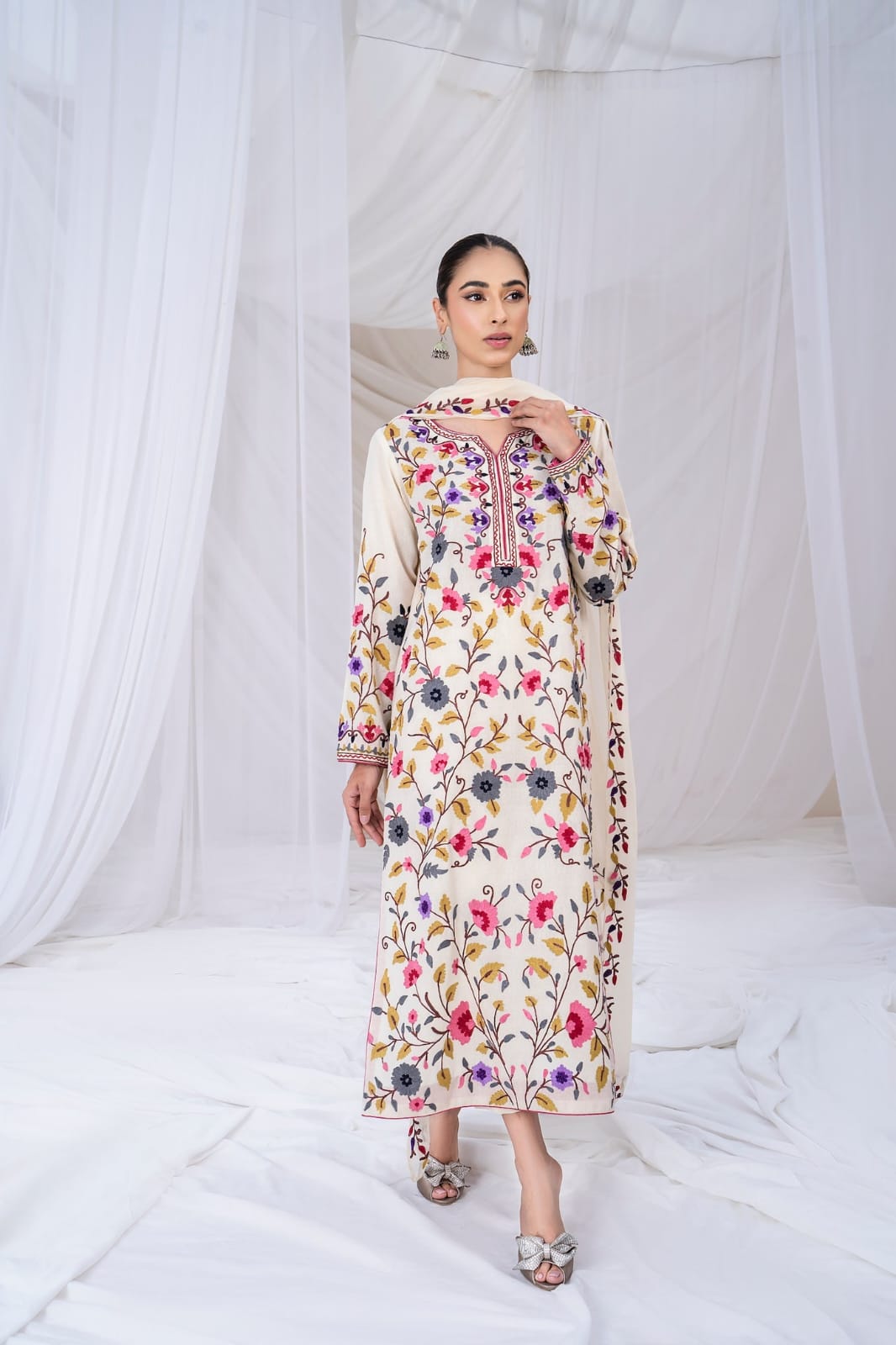 Asim Jofa , unstitched 3 piece embroidered summer suit-RM130