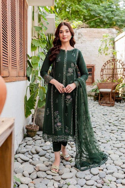 Unstitched 3 piece embroidered summer suit-RM117