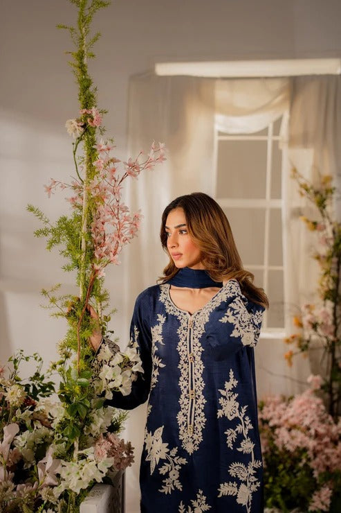 Nisa, unstitched 3 piece embroidered summer suit-RM136