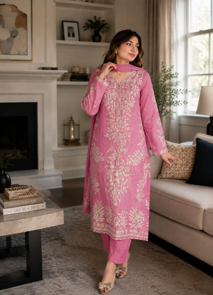 NISA | 3PC EMBROIDERED SUMMER SUIT-RM147