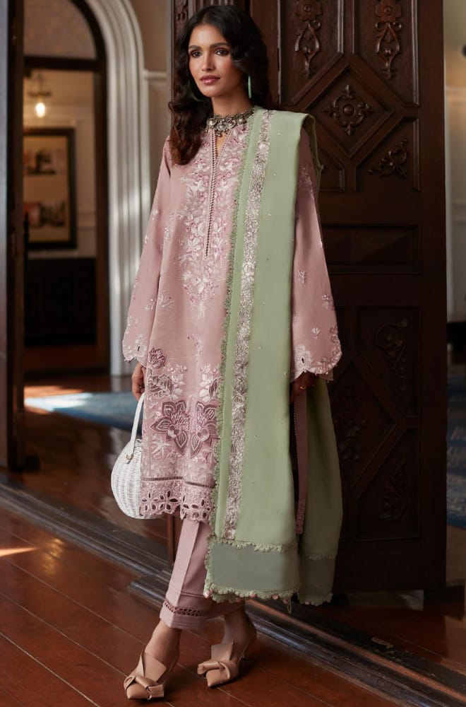 Zaha, unstitched 3 piece embroidered summer suit-RM133