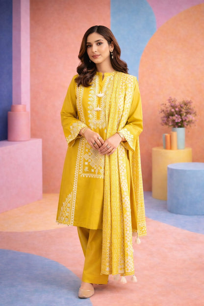 SAPPHIRE | 3PC EMBROIDERED SUMMER SUIT-RM143