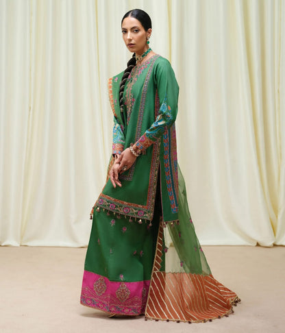 Unstitched 3 piece embroidered summer suit-RM120
