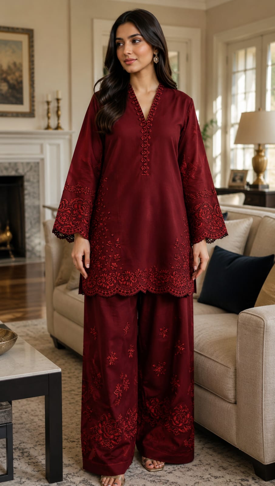 Unstitched 2 Piece Embroidered Summer Lawn suit-RM108
