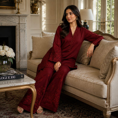Unstitched 2 Piece Embroidered Summer Lawn suit-RM108