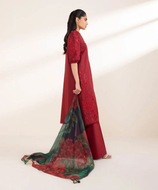 Unstitched 3 Piece Embroidered Lawn Suit-RM106